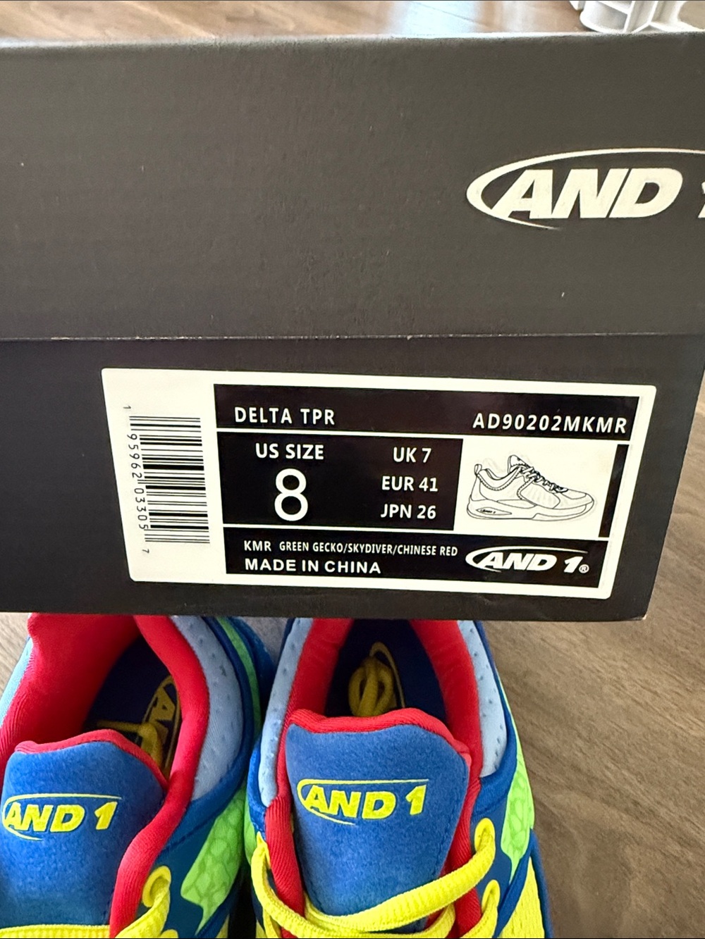 And1 Mens Neon Green, Blue & Red Sneakers - Picture 2 of 5